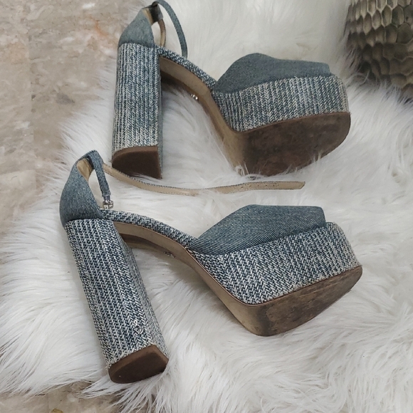Sam Edelman Kori  Blue Denim  Platform Heel with Peep-Toe  Size 7.5 - Picture 13 of 16